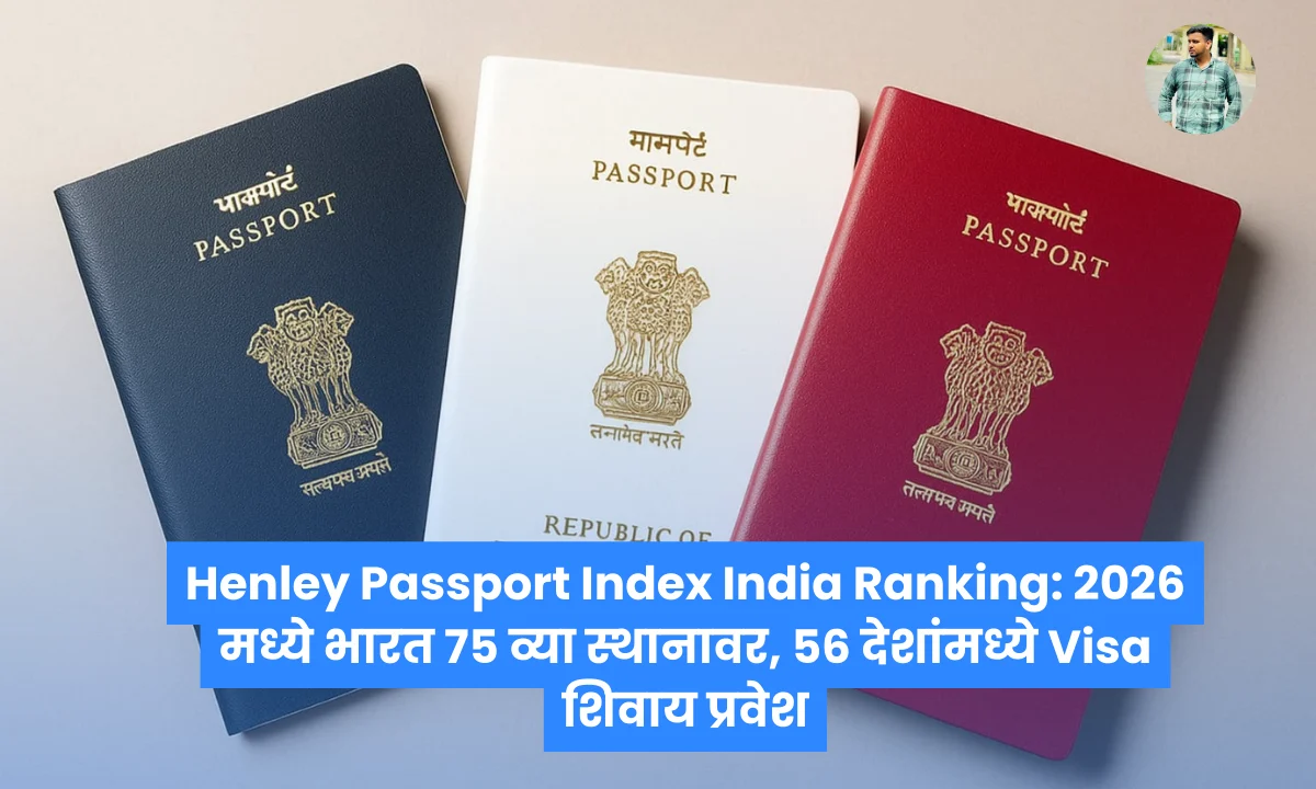 Henley Passport Index India Ranking: 2026 मध्ये भारत 75 व्या स्थानावर, 56 देशांमध्ये Visa शिवाय प्रवेश