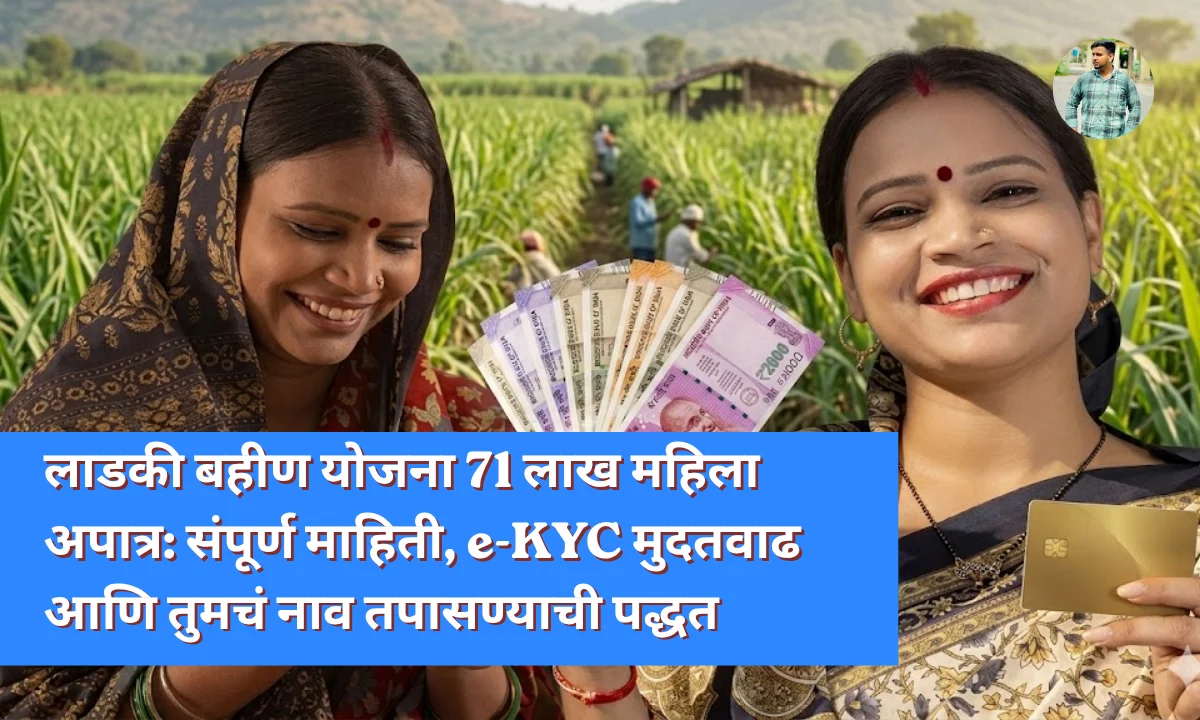 लाडकी बहीण योजना 71 लाख महिला अपात्र: संपूर्ण माहिती, e-KYC मुदतवाढ आणि तुमचं नाव तपासण्याची पद्धत